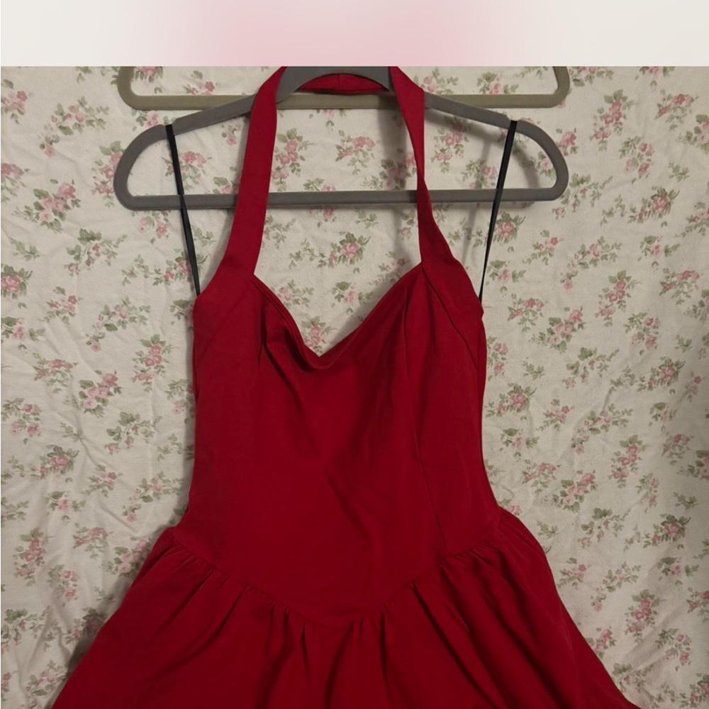 Elegant Red Halter Dress
